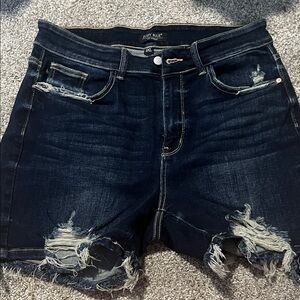 NWOT Judy Blue Women's High Waisted Dark Distressed Jean Shorts